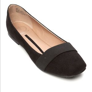 New Direction-Belk. square toe slip on black suede material shoe size 7